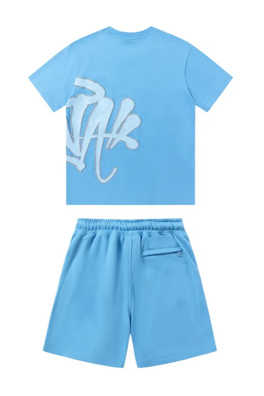 "Graffiti" Shorts Set Babyblau 1