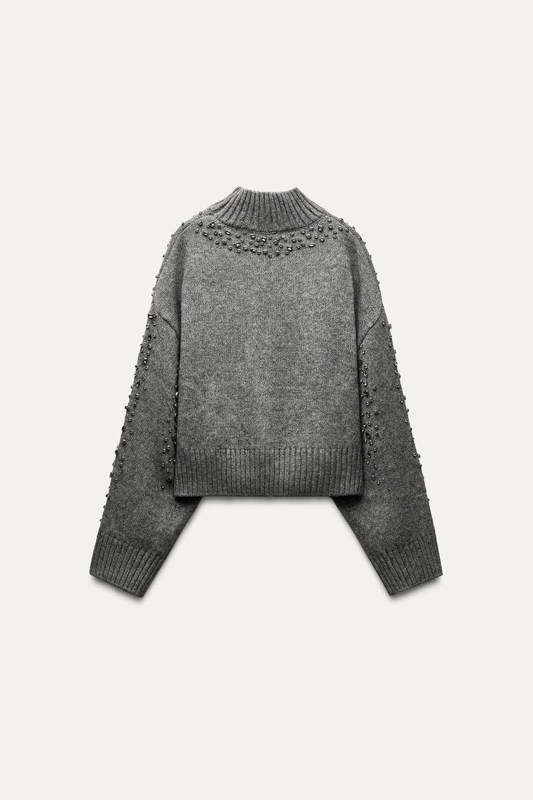STRICKPULLOVER MIT JUWELENPERLEN 1