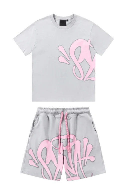 "Graffiti" Shorts-Set Grau Pink 0