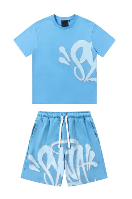 "Graffiti" Shorts Set Babyblau 0