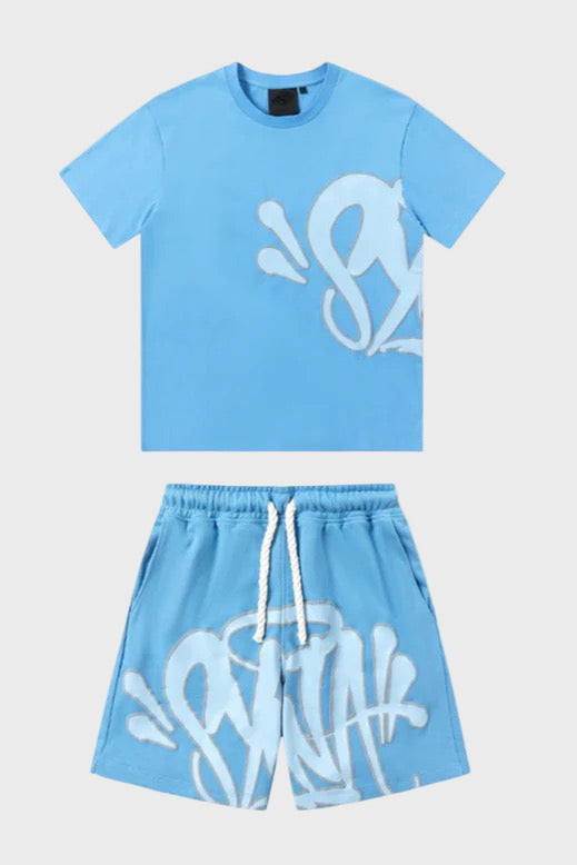 "Graffiti" Shorts Set Babyblau 0