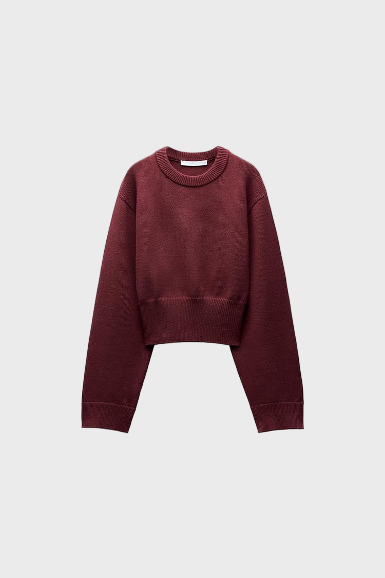 Kurzer Strickpullover mit weiten Ärmeln 0