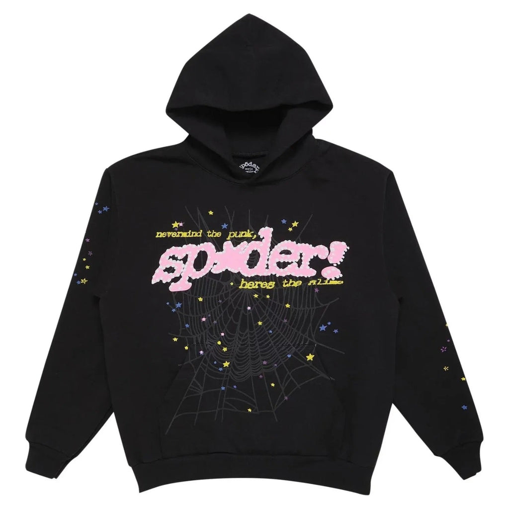 "Sp5der-Hoodie" Schwarz und Pink 0